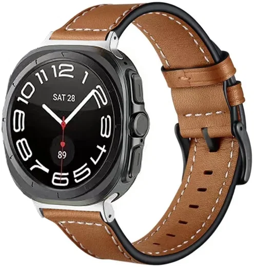 Samsung Galaxy Watch Ultra Bandje - Duurzaam Kalfsleer - 47MM - Bruin afbeelding 2