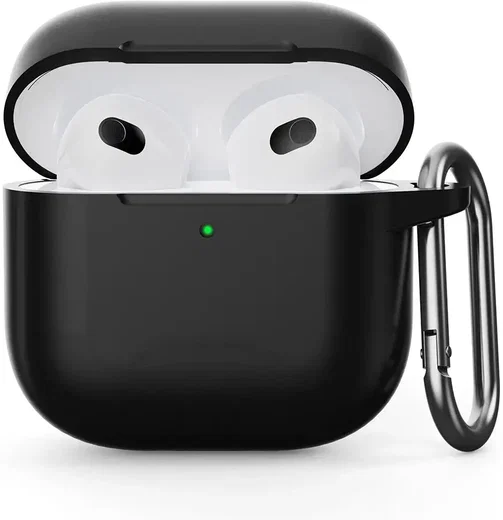 Apple AirPods 4 Siliconen Hoesje met Karabijnhaak Zwart afbeelding 1