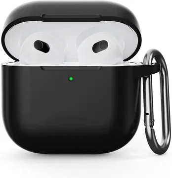 Apple AirPods 4 Siliconen Hoesje met Karabijnhaak Zwart
