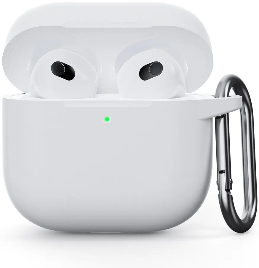 Apple AirPods 4 Siliconen Hoesje met Karabijnhaak Wit afbeelding 1
