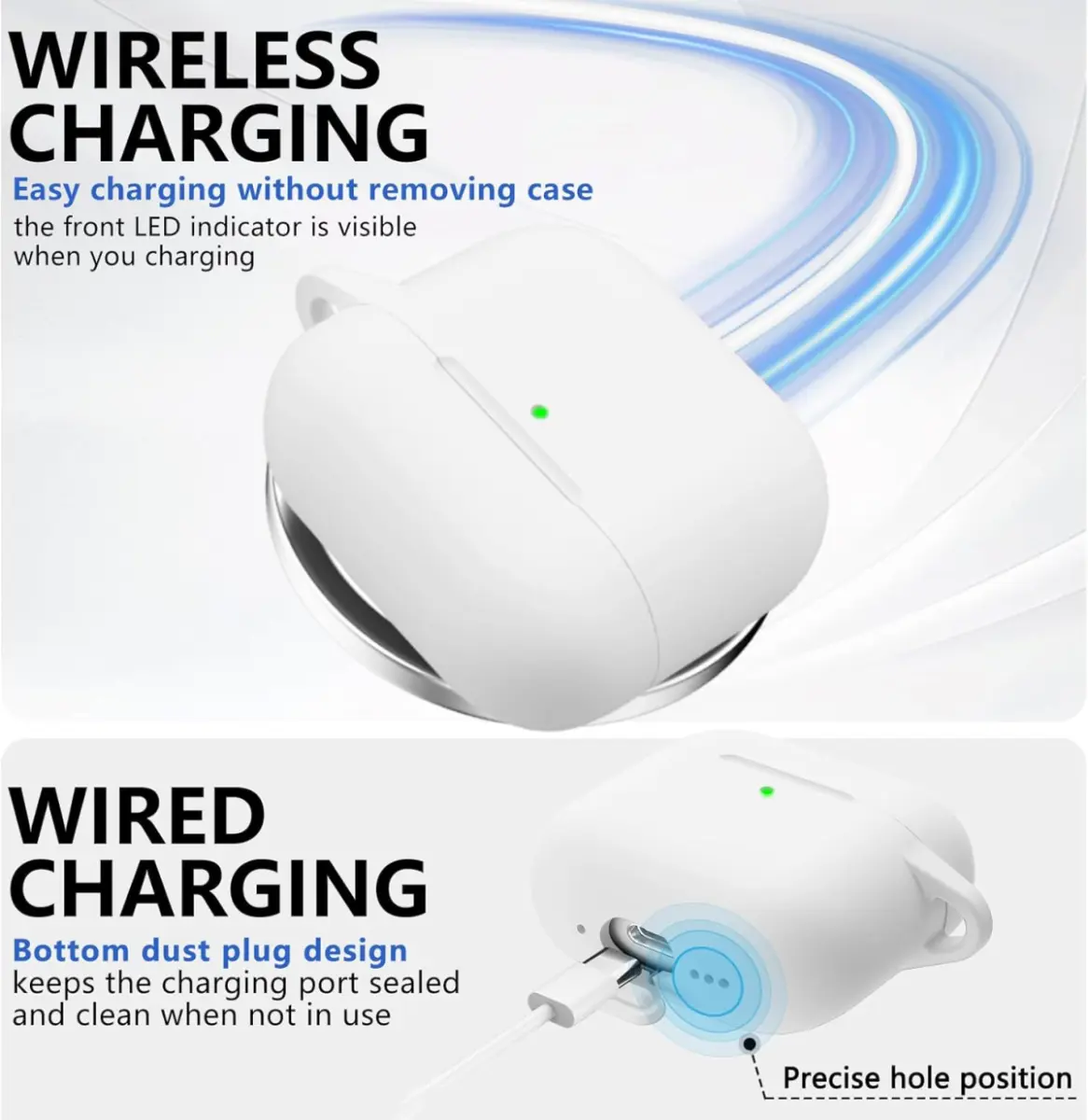 Apple AirPods 4 Siliconen Hoesje met Karabijnhaak Wit afbeelding 3