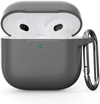 Apple AirPods 4 Siliconen Hoesje met Karabijnhaak Grijs