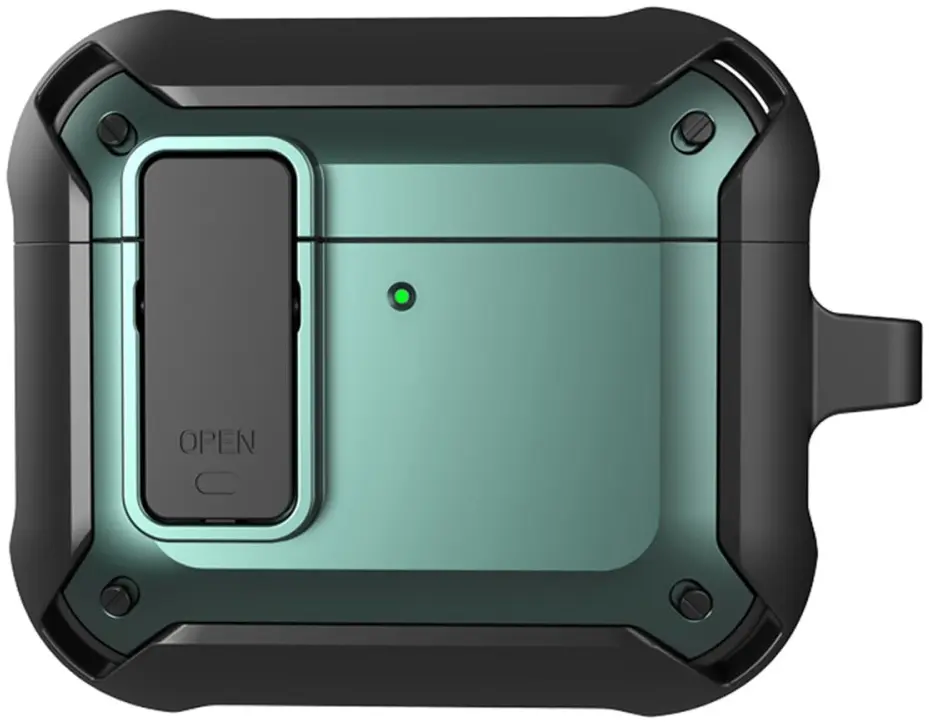 Apple AirPods 4 Hoesje Shockproof Cover met Karabijnhaak Groen afbeelding 1