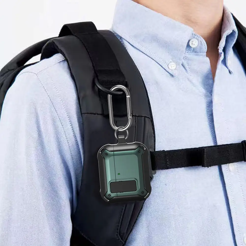 Apple AirPods 4 Hoesje Shockproof Cover met Karabijnhaak Zwart afbeelding 3