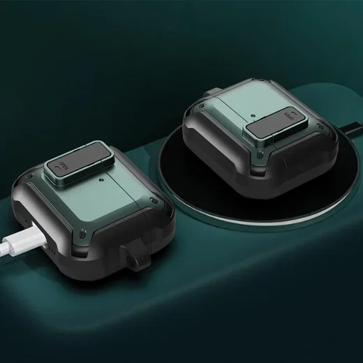 Apple AirPods 4 Hoesje Shockproof Cover met Karabijnhaak Zwart afbeelding 4