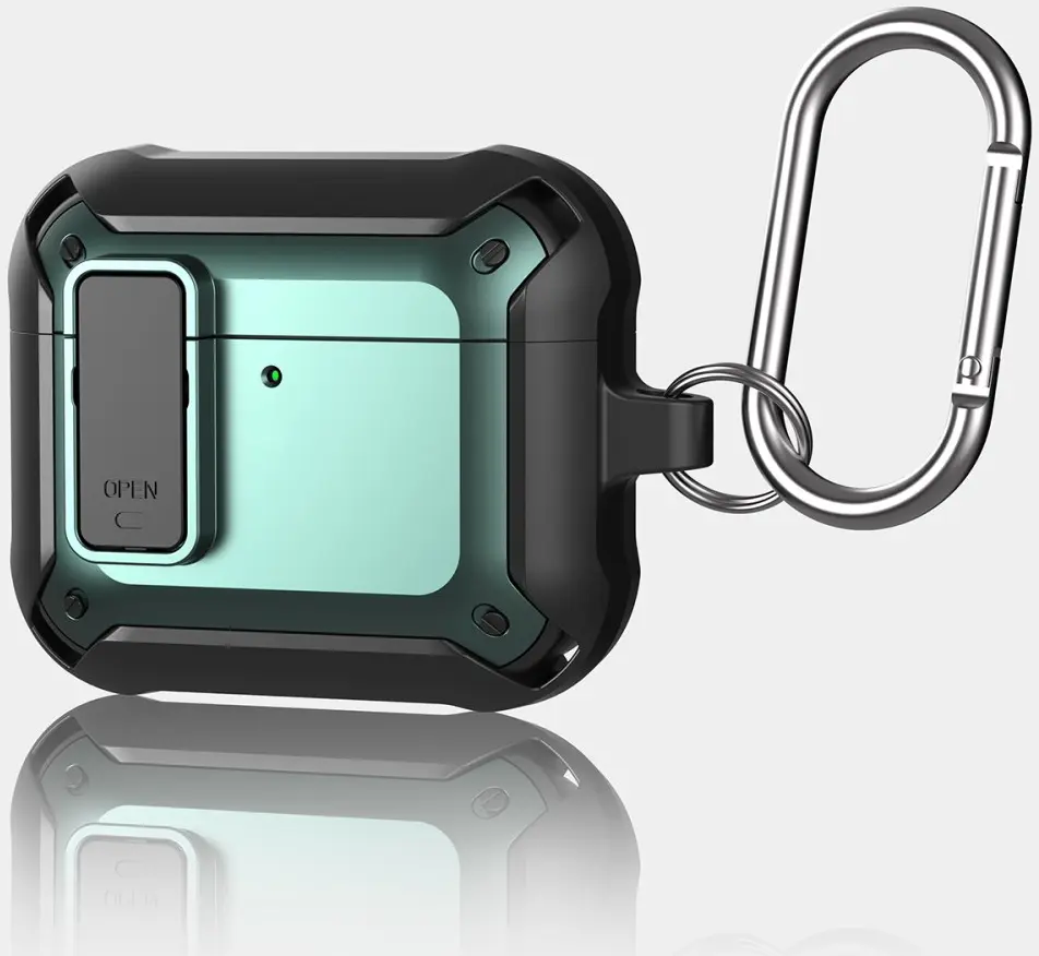 Apple AirPods 4 Hoesje Shockproof Cover met Karabijnhaak Zwart afbeelding 8