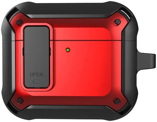 Apple AirPods 4 Hoesje Shockproof Cover met Karabijnhaak Rood afbeelding 1