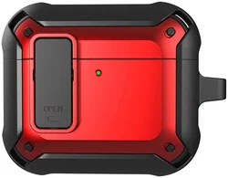 Apple AirPods 4 Hoesje Shockproof Cover met Karabijnhaak Rood afbeelding