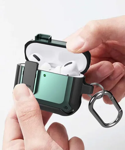 Apple AirPods 4 Hoesje Shockproof Cover met Karabijnhaak Rood afbeelding 7
