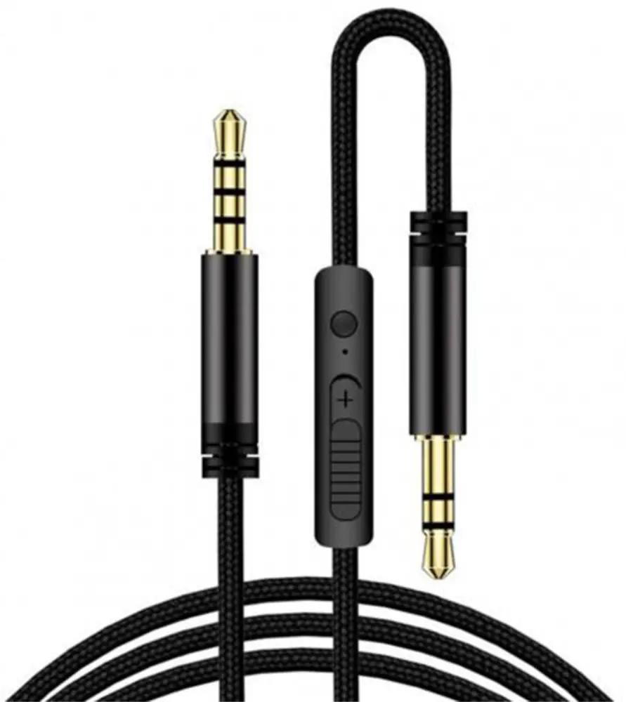 3.5mm Jack naar 3.5mm Jack Aux Kabel Met Microfoon 1.2M Zwart afbeelding 1