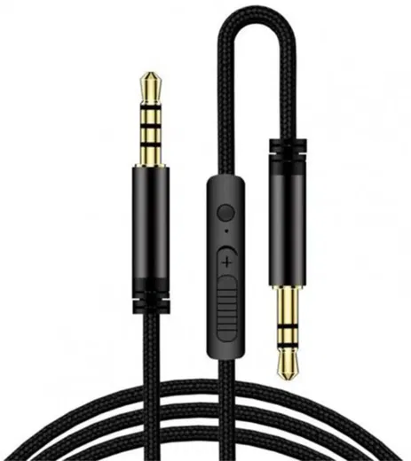 3.5mm Jack naar 3.5mm Jack Aux Kabel Met Microfoon 1.2M Zwart afbeelding 1