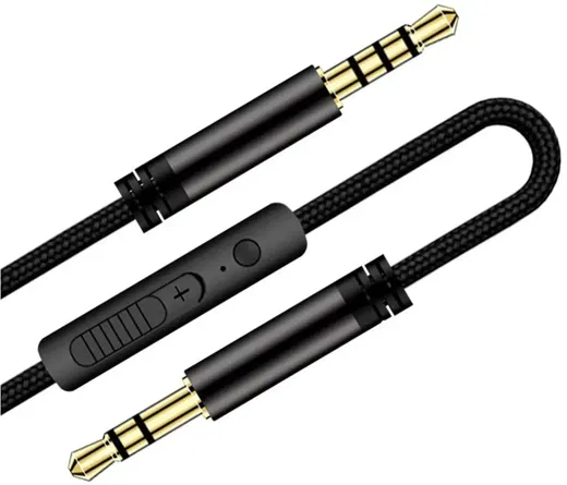 3.5mm Jack naar 3.5mm Jack Aux Kabel Met Microfoon 1.2M Zwart afbeelding 2