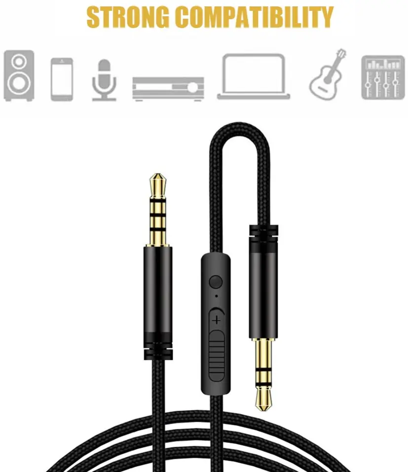 3.5mm Jack naar 3.5mm Jack Aux Kabel Met Microfoon 1.2M Zwart afbeelding 9