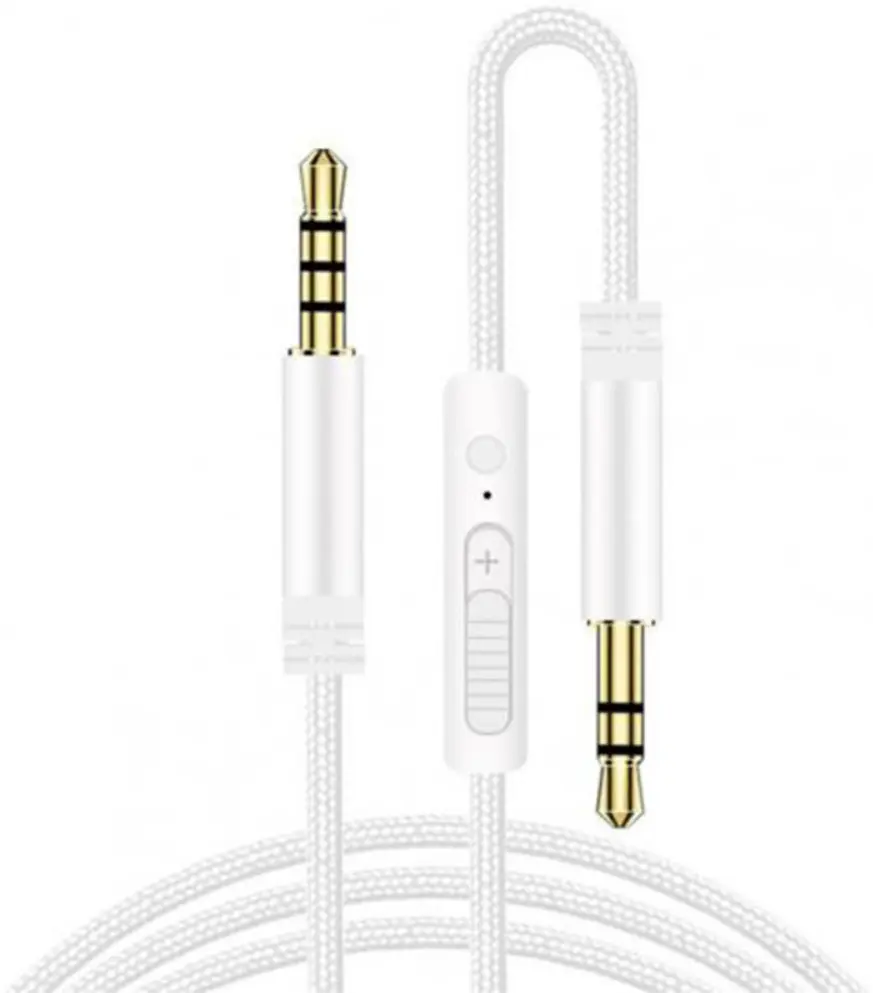 3.5mm Jack naar 3.5mm Jack Aux Kabel Met Microfoon 1.2M Wit afbeelding 1