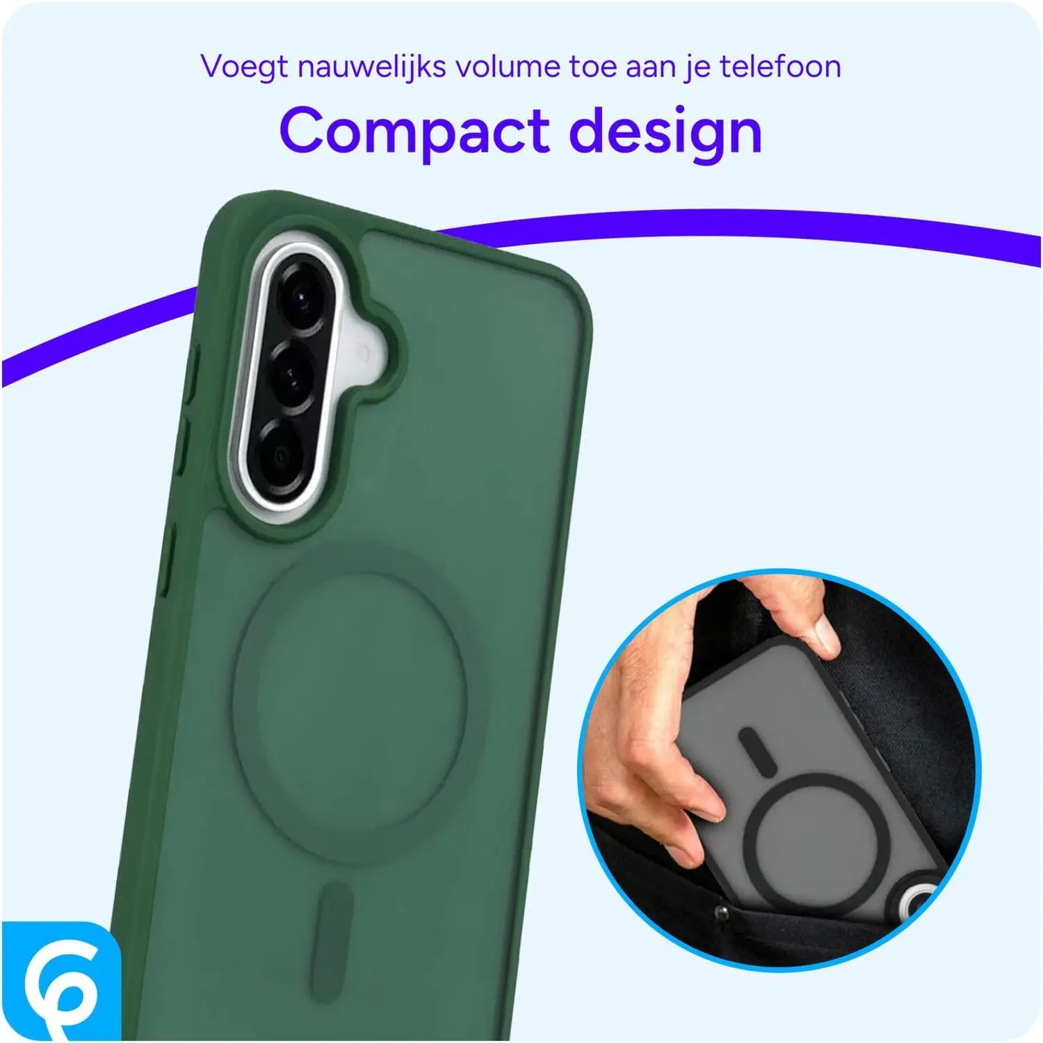 Samsung Galaxy A56 Hybrid Hoesje met MagSafe Back Cover Matte Groen afbeelding 7