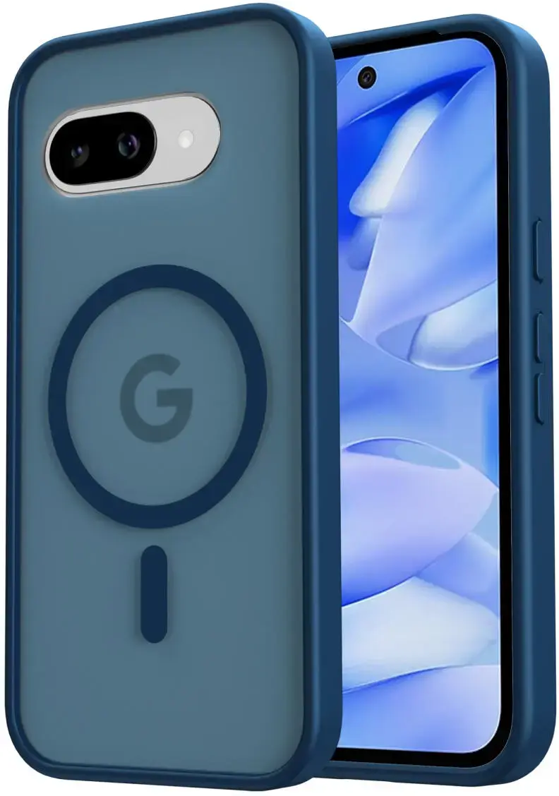 Google Pixel 9a Hoesje met MagSafe Back Cover Matte Blauw afbeelding 1
