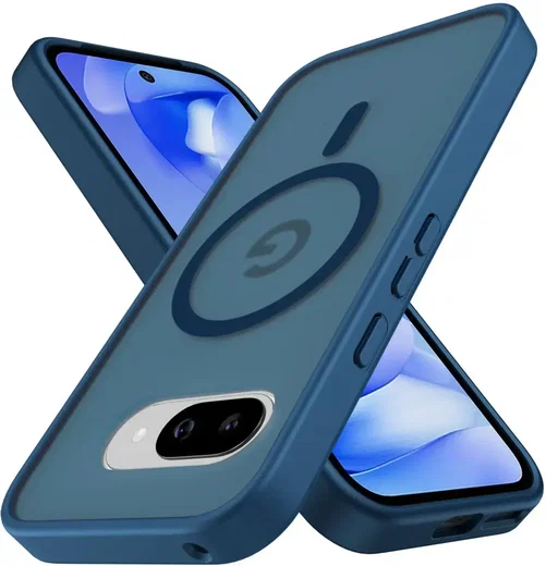 Google Pixel 9a Hoesje met MagSafe Back Cover Matte Blauw afbeelding 2
