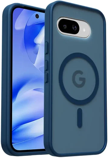 Google Pixel 9a Hoesje met MagSafe Back Cover Matte Blauw afbeelding 10