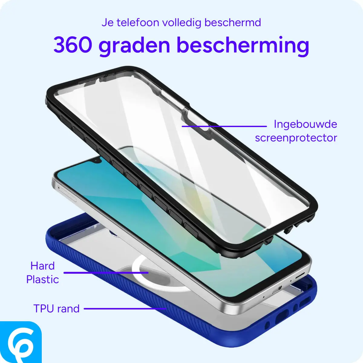 Samsung Galaxy A26 Hoesje Full Protect 360° Cover met MagSafe Blauw afbeelding 2