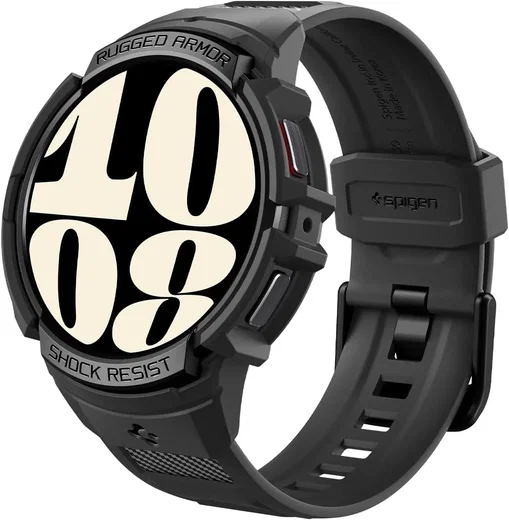 Spigen Rugged Armor Pro - Samsung Galaxy Watch 6 40MM - Hoesje en Bandje - Zwart afbeelding 1