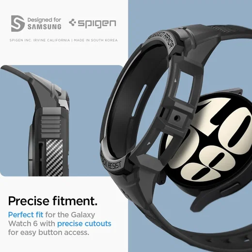 Spigen Rugged Armor Pro - Samsung Galaxy Watch 6 40MM - Hoesje en Bandje - Zwart afbeelding 4