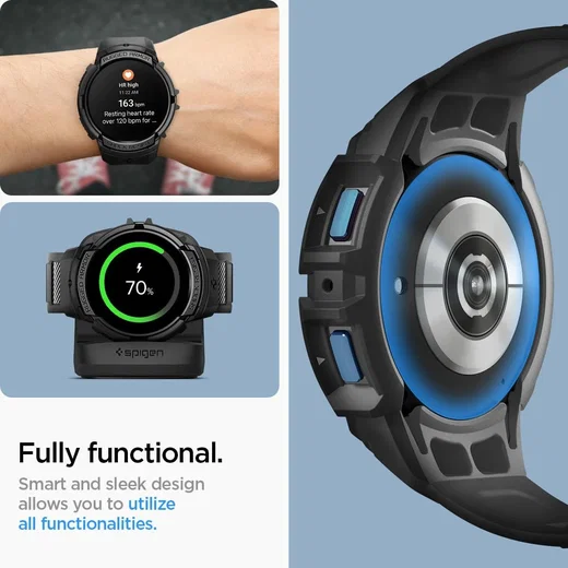 Spigen Rugged Armor Pro - Samsung Galaxy Watch 6 40MM - Hoesje en Bandje - Zwart afbeelding 6