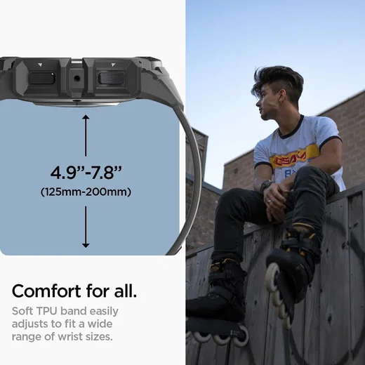 Spigen Rugged Armor Pro - Samsung Galaxy Watch 6 40MM - Hoesje en Bandje - Zwart afbeelding 7