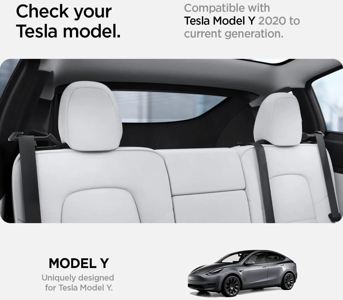 Spigen Tesla Model Y Auto Achterbank Gordel Houder Hoofdsteun Zwart afbeelding 5