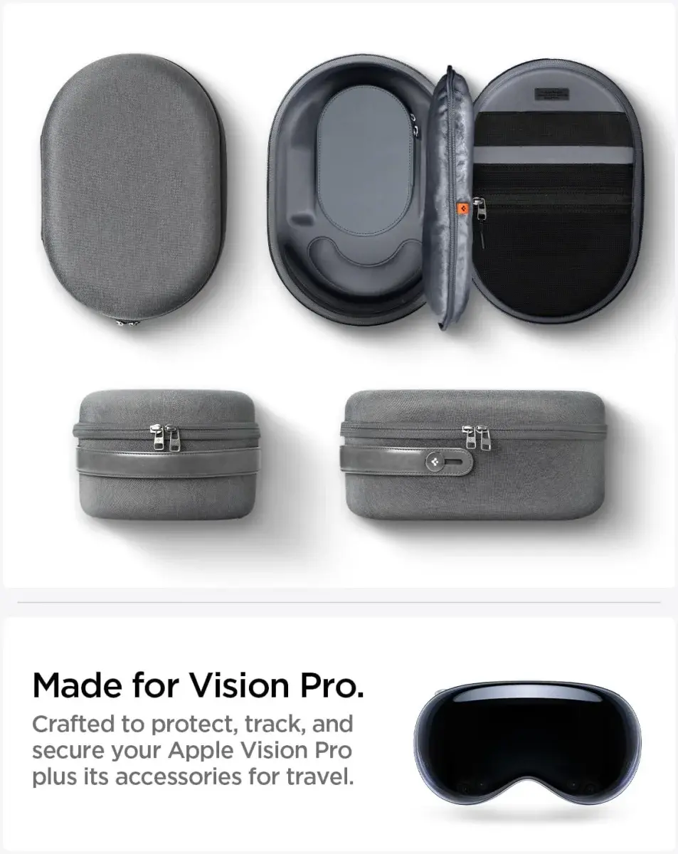 Spigen Klasden Pouch Apple Vision Pro Beschermhoes Reistas Grijs afbeelding 3