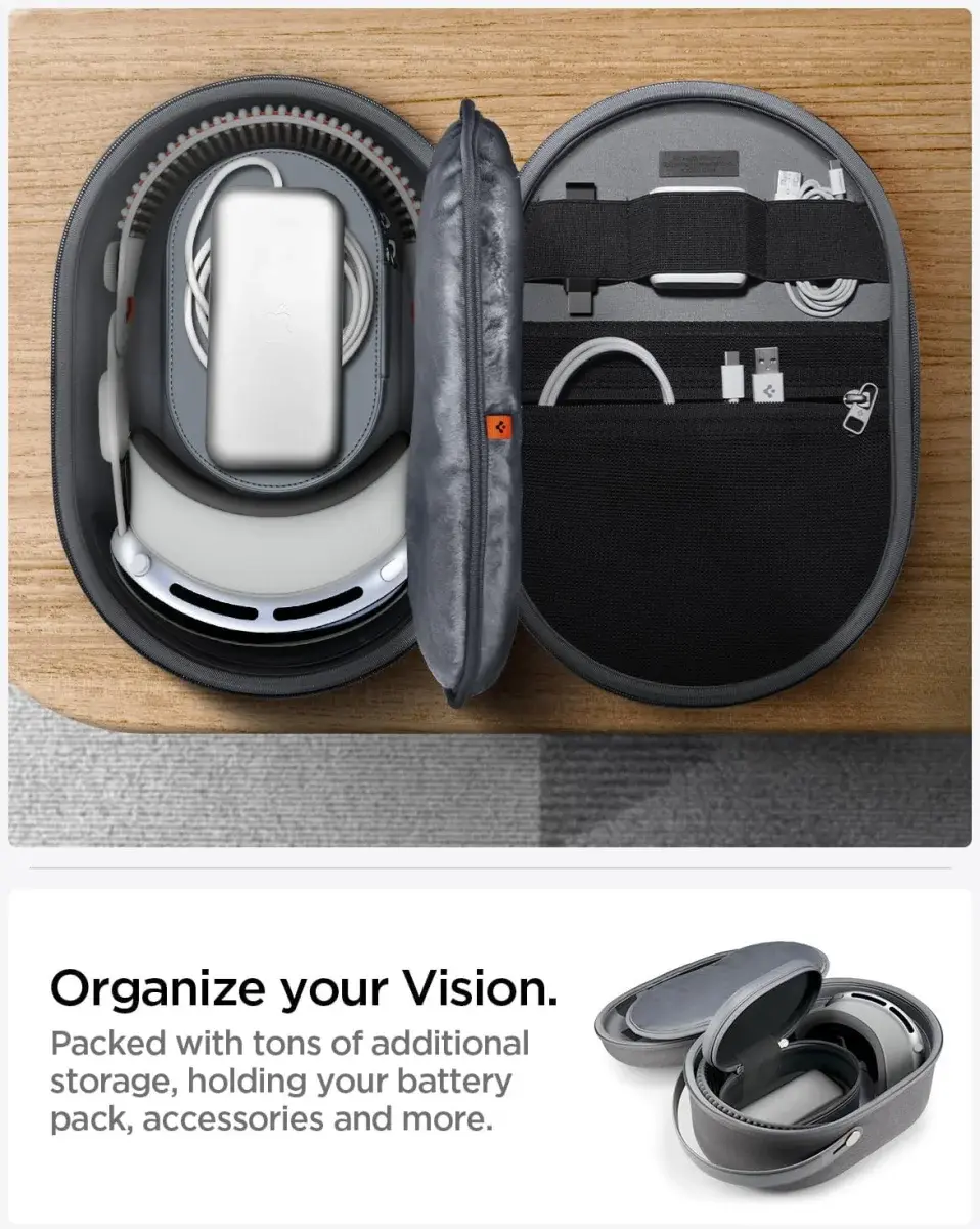 Spigen Klasden Pouch Apple Vision Pro Beschermhoes Reistas Grijs afbeelding 4