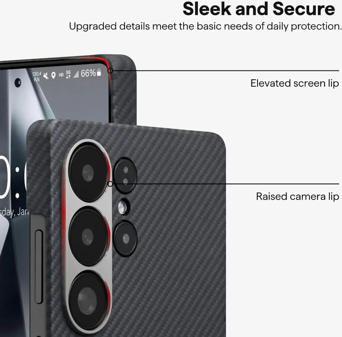 PITAKA MagEZ 6 Samsung Galaxy S25 Ultra Hoesje Magnetic Back Cover Dun Zwart afbeelding 4