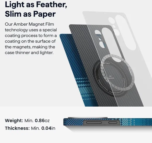 PITAKA MagEZ 6 Samsung Galaxy S25 Ultra Hoesje Magnetic Back Cover Dun Blauw afbeelding 5