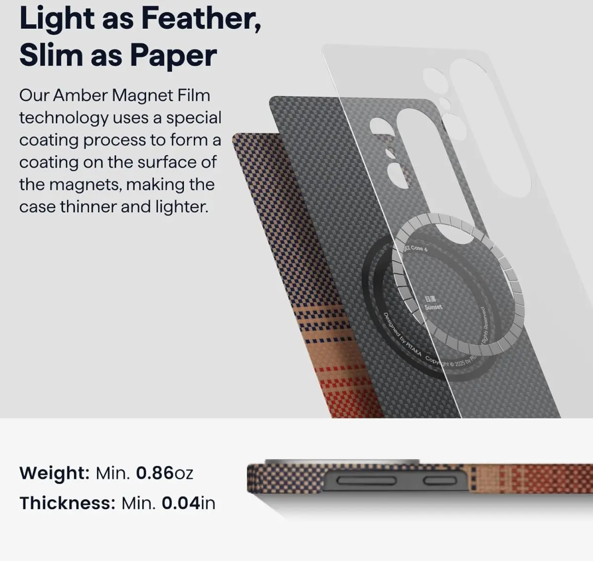 PITAKA MagEZ 6 Samsung Galaxy S25 Ultra Hoesje Magnetic Back Cover Dun Sunset afbeelding 5