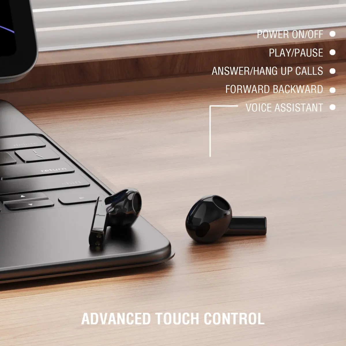 4smarts SkyBuds 2 TWS Bluetooth Headset ENC Draadloze Oordopjes Zwart afbeelding 4