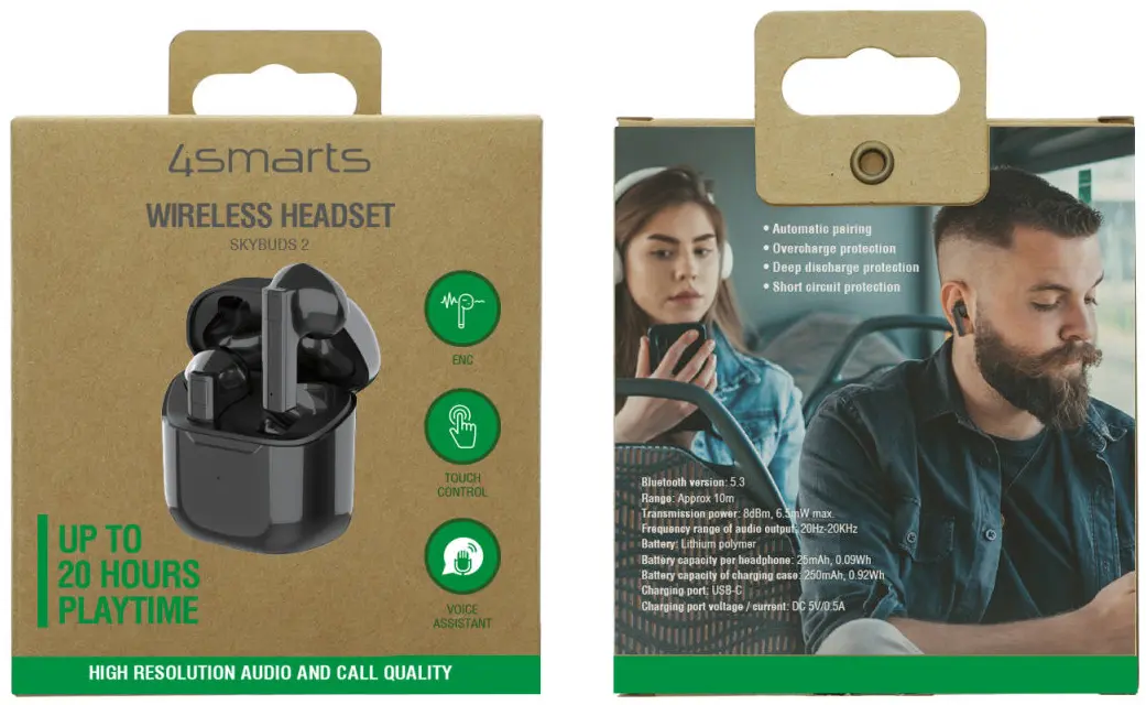 4smarts SkyBuds 2 TWS Bluetooth Headset ENC Draadloze Oordopjes Zwart afbeelding 9