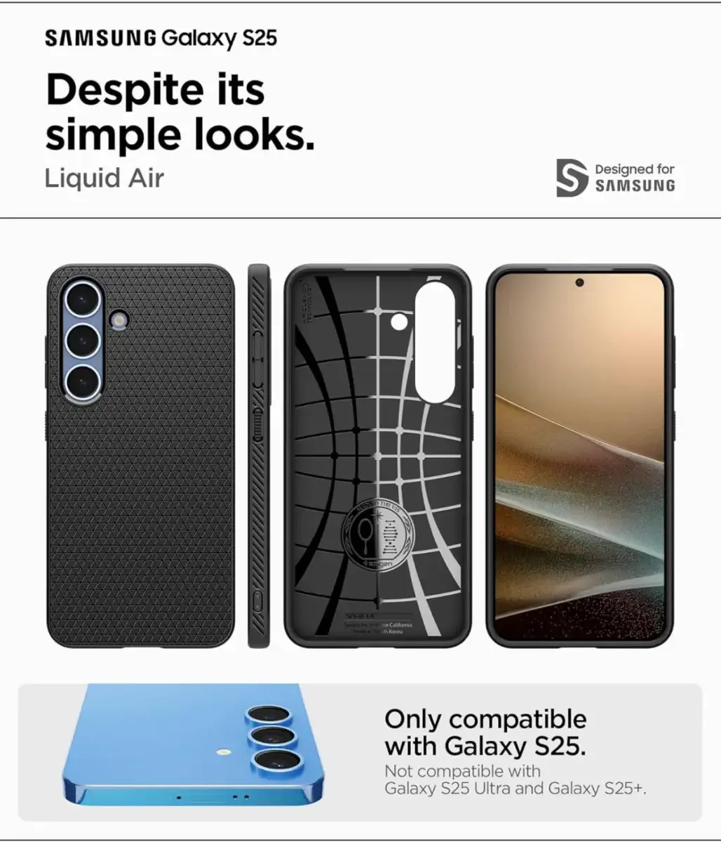 Spigen Liquid Air Samsung Galaxy S25 Hoesje Back Cover Matte Zwart afbeelding 5