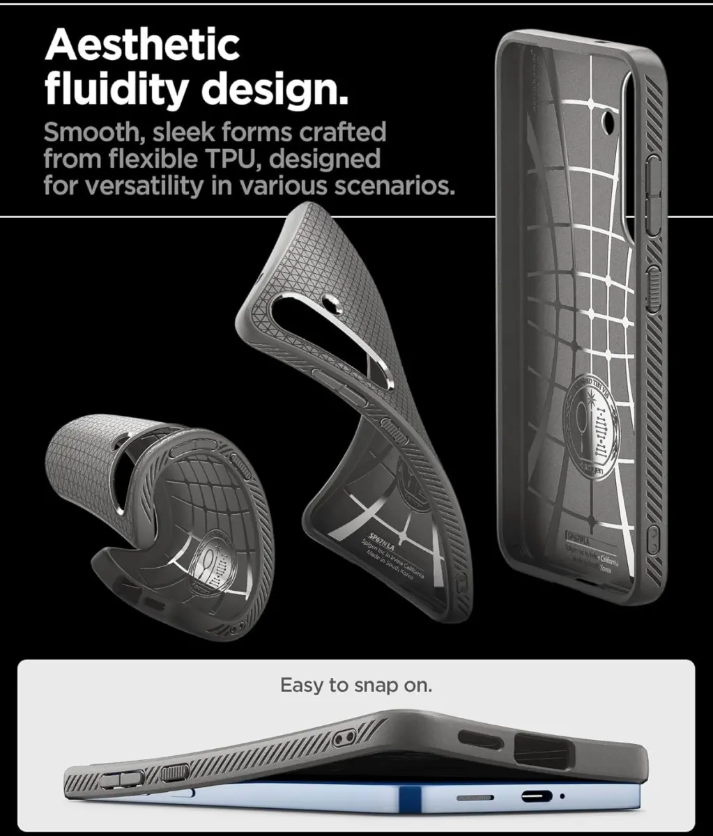 Spigen Liquid Air Samsung Galaxy S25 Plus Hoesje Back Cover Marmer Grijs afbeelding 7