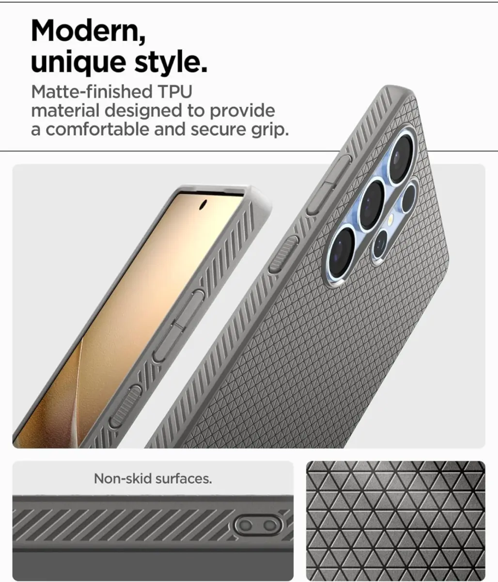 Spigen Liquid Air Samsung Galaxy S25 Ultra Hoesje Back Cover Marmer Grijs afbeelding 4
