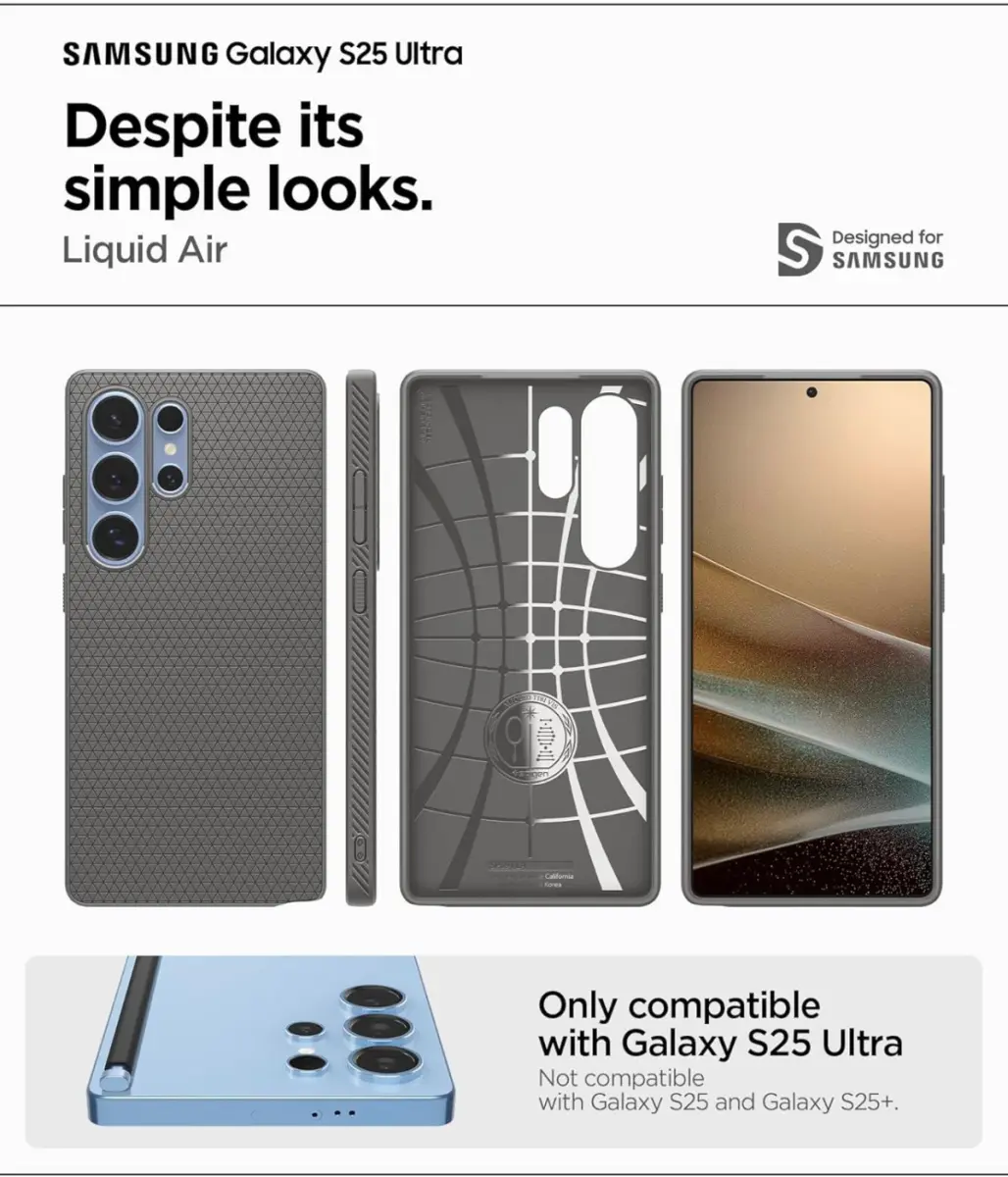 Spigen Liquid Air Samsung Galaxy S25 Ultra Hoesje Back Cover Marmer Grijs afbeelding 5