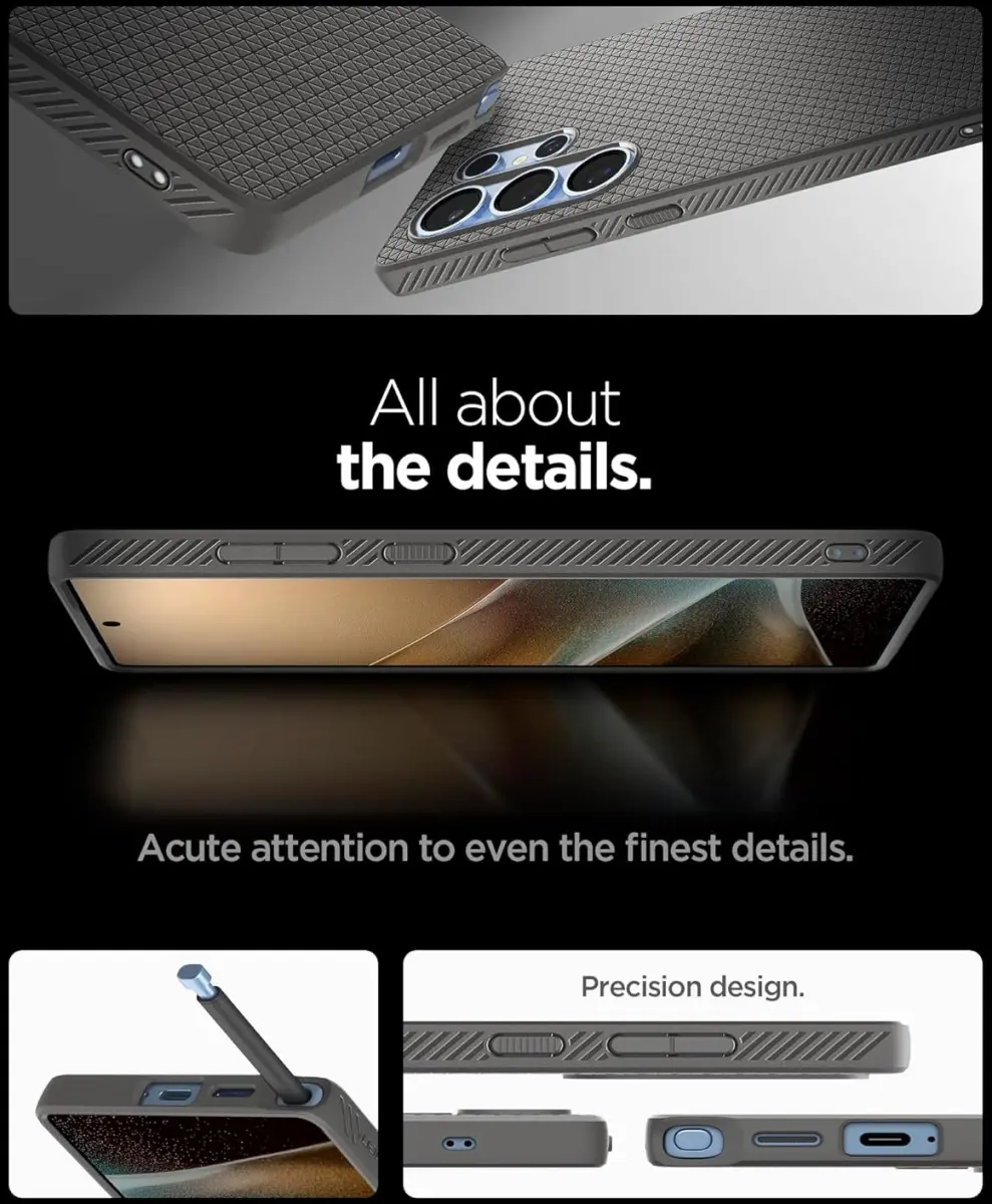 Spigen Liquid Air Samsung Galaxy S25 Ultra Hoesje Back Cover Marmer Grijs afbeelding 7