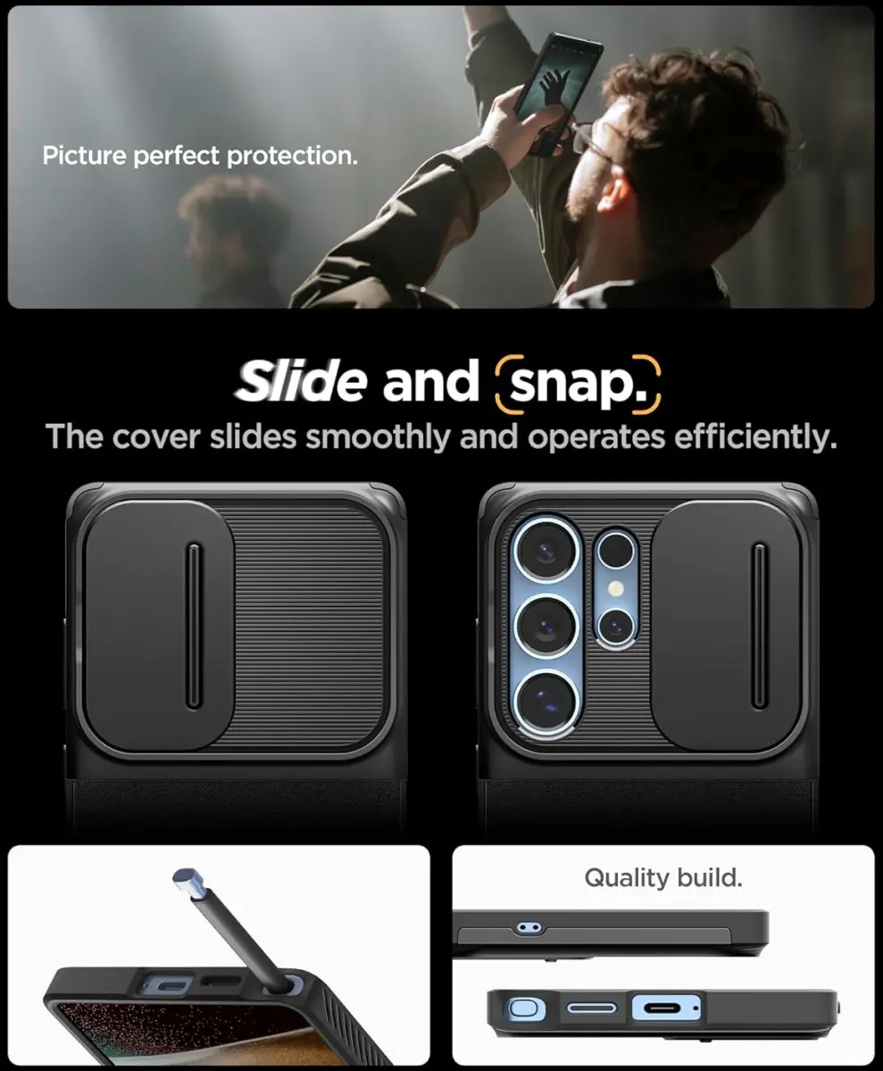 Spigen Optik Armor Samsung Galaxy S25 Ultra Hoesje Camera Slider Zwart afbeelding 7