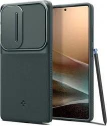 Spigen Optik Armor Samsung Galaxy S25 Ultra Hoesje Camera Slider Groen afbeelding