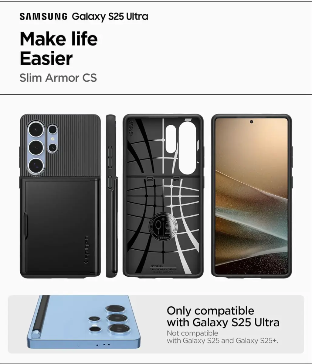 Spigen Slim Armor CS Samsung Galaxy S25 Ultra Hoesje Back Cover Zwart afbeelding 4