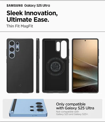Spigen Thin Fit MagFit Samsung Galaxy S25 Ultra Hoesje Dun Zwart afbeelding 4