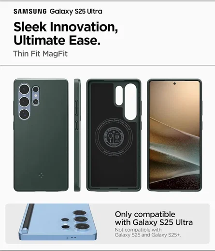 Spigen Thin Fit MagFit Samsung Galaxy S25 Ultra Hoesje Dun Groen afbeelding 5