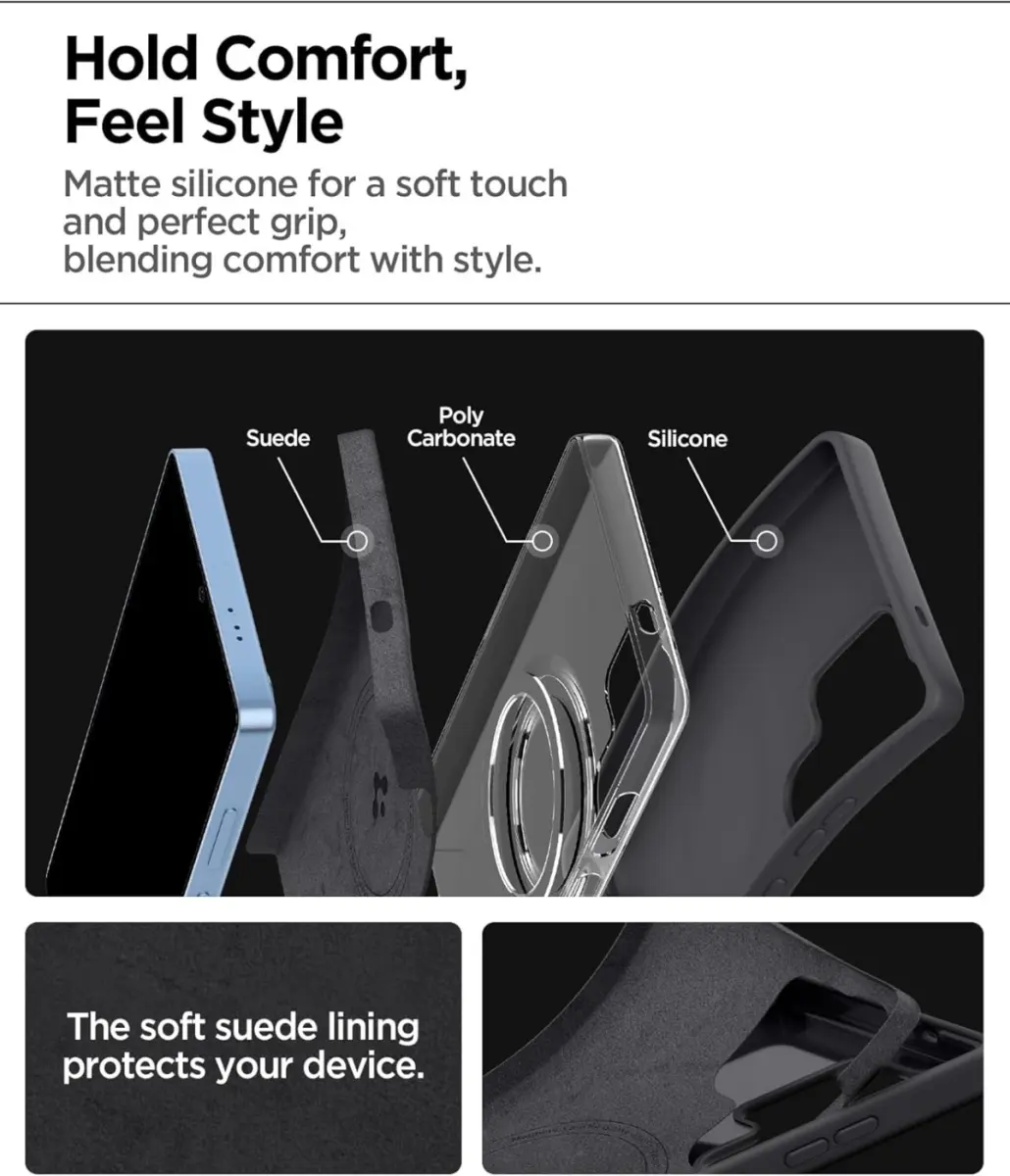 Spigen Silicone Fit MagFit Samsung Galaxy S25 Ultra Hoesje Back Cover Zwart afbeelding 4