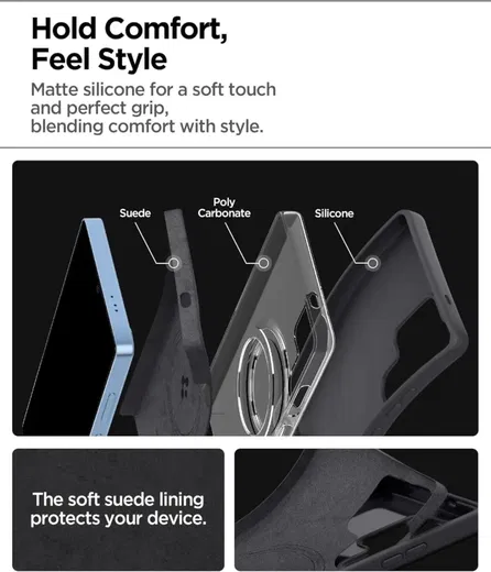 Spigen Silicone Fit MagFit Samsung Galaxy S25 Ultra Hoesje Back Cover Zwart afbeelding 4