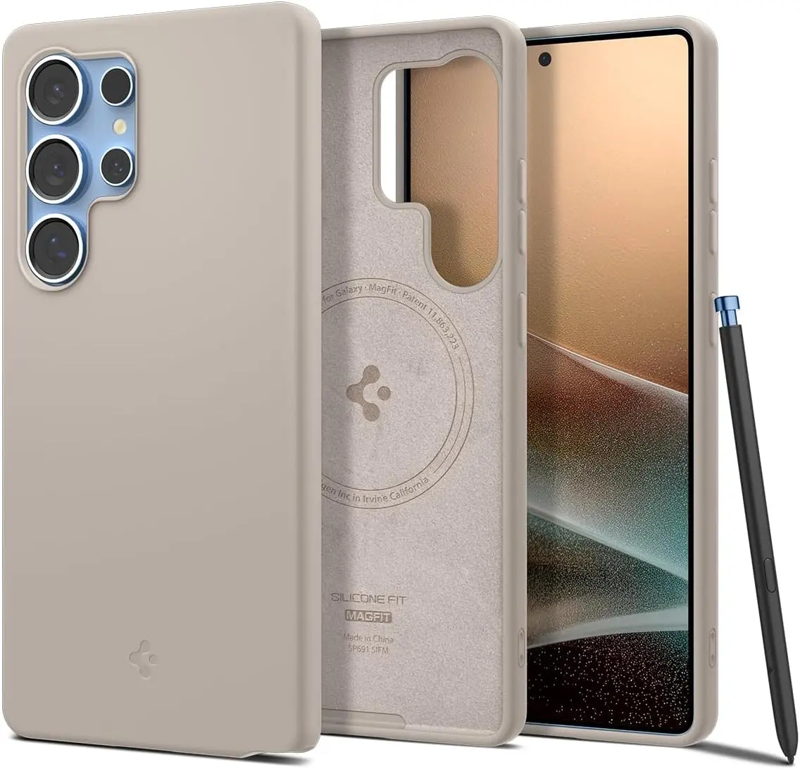 Spigen Silicone Fit MagFit Samsung Galaxy S25 Ultra Hoesje Back Cover Titanium afbeelding 1