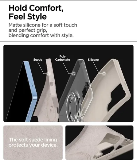 Spigen Silicone Fit MagFit Samsung Galaxy S25 Ultra Hoesje Back Cover Titanium afbeelding 4