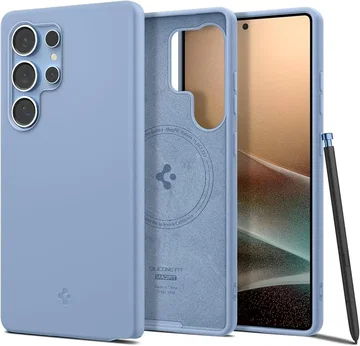 Spigen Silicone Fit MagFit Samsung Galaxy S25 Ultra Hoesje Back Cover Blauw